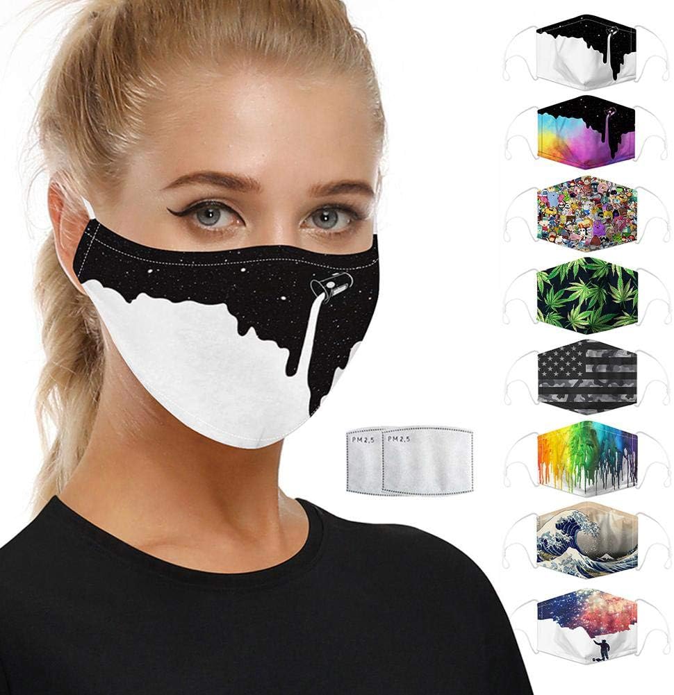 Clevoers Dust Mask Sport Face Mask, Adjustable Printed Mouth Mask Protective Mask with 5-layer Filtration Breathable Face Cover for Riding Running