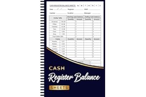 Cash Register Balance Sheets: Simple Cashier Register Log Book to Track Transactions and Deposit Records