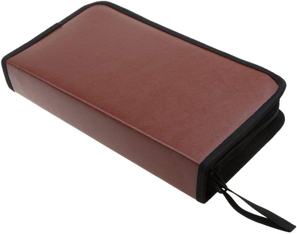 Cikuso Bolsa de Almacenamiento de Cuero portatil de 80 Discos Caja de