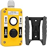AUTO OCCASION Waterproof Industrial 2 Button Electric Hoist Crane Pushbutton Switches with Box Holder COB Industrial Up Down Driving Push Button Switch Control