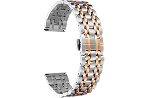 BINLUN Stainless Steel Watch Band High-end Replacement Watch Band 6 Color for Women Men(Gold, Silver, Black, Rose Gold, Gold Tone, Rose Gold Tone) 13 Size (12mm - 24mm)