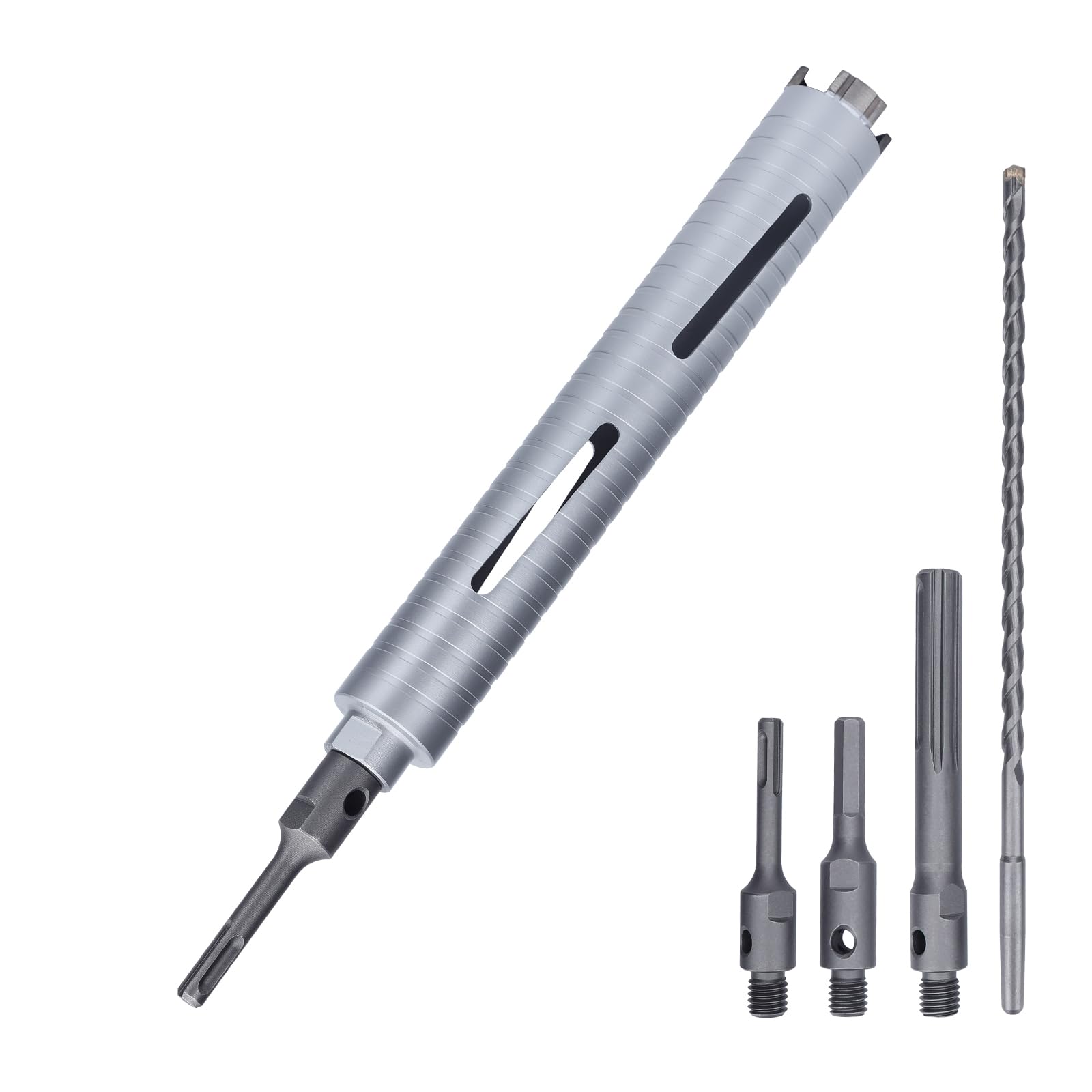 Photo 1 of 1-5/8 inch Diamond Dry Core Drill Bit, 10" Drilling Depth, 5/8"-11 Thread Core bit for Concrete Granite Masonry Brick Block, Includes 3 Adapters SDS Plus, SDS Max and Hex (1-5/8 inch)