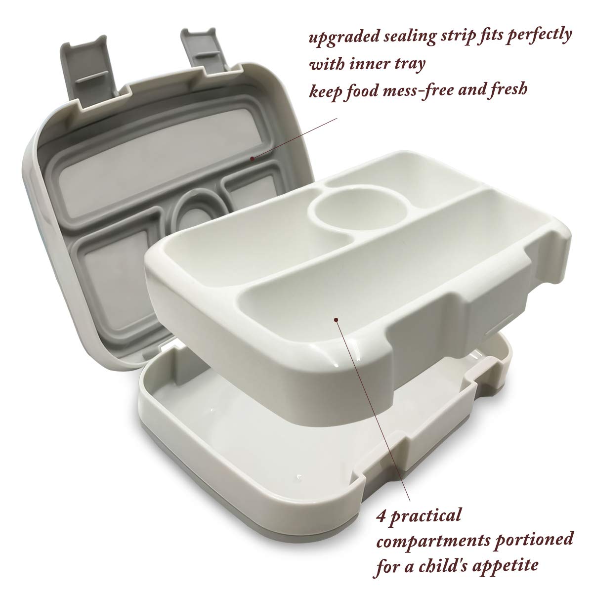 OKBONN Kids Lunch Box with Sticker(Halloween) - Leak-Proof, 4-Compartment Bento-Style Kids Bento Box with Spoon - Ideal Portion Sizes for Ages 3 to 7 - BPA-Free and Food-Safe Materials for School