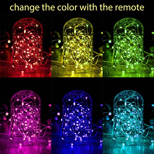 Hensun LED String Lights, 100 LED 33ft/10m RGB Starry Fairy String Light with Remote Control, Waterproof Copper Wire Lights for Indoor, Bedroom Festival Wedding Party Patio Window Decorations