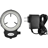 Akozon Microscope LED Light, Microscope Camera 144 LED Beads Light Source Brightness Adjustable Ring Lamp for Stereo Microscope &amp; Camera (Black)