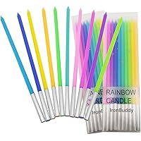 IronBuddy 30 Count Cake Candles Long Thin Cake Candles Metallic Birthday Candles in Holders for Party Wedding Birthday…