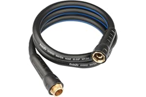 EADUTY Hybrid Lead In Garden Hose 5/8 IN. x 6 FT, Heavy Duty, Lightweight, Flexible with Swivel Grip Handle and Solid Brass Fittings, Gray+Blue