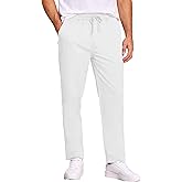 COOFANDY Men's Casual Cotton Pants Regular Fit Elastic Waist Drawstring Twill Pants Straight Leg Chino Pants