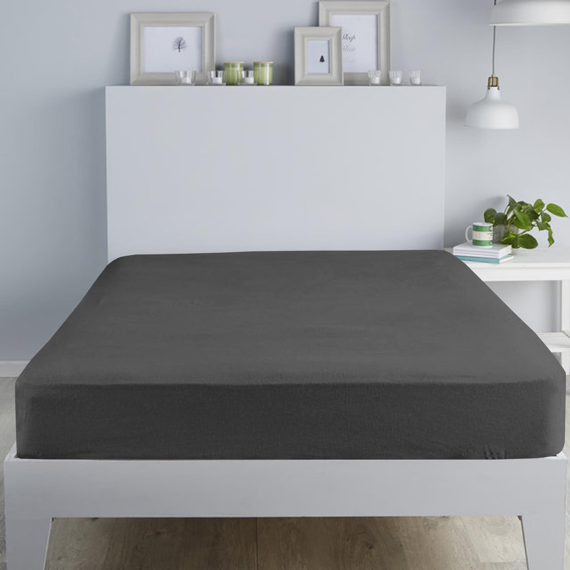 Cotton Comfort Bedding 100% Brushed Cotton Flannelette Fitted Sheet Double – Extra Soft Deep Fit Bed Sheet, Warm Heavyweight Brushed Cotton Bedding for Winter Comfort