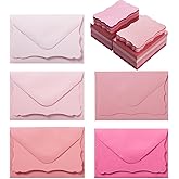 100 Pack Mini Envelopes with Note Cards in 5 Colors for Wedding, Birthday, Baby Showers, 4 x 2.7 Inches (Pink)