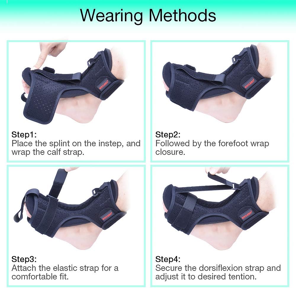 Plantar Fasciitis Night Splint Drop Foot Orthotic Brace,Improved Dorsal Night Splint for Effective Relief from Plantar Fasciitis, Achilles Tendonitis, Heel and Ankle Pain with Hard Spiky Massage Ball: Health & Personal Care