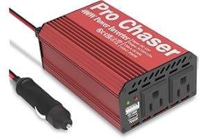 Pro Chaser 400W Power Inverters for Vehicles - DC 12v to 110v AC Car Inverter Converter, USB-A, PD 65W USB-C Ports, Dual AC Adapter for Air Compressor Laptops
