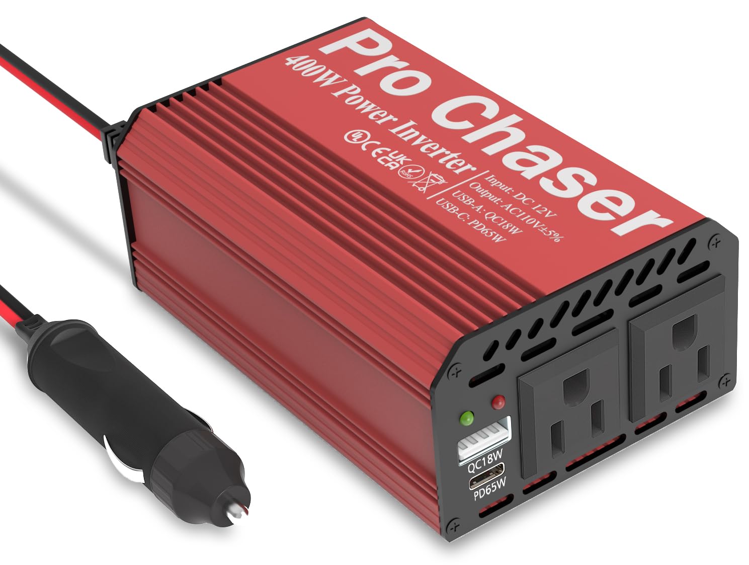 Photo 1 of Pro Chaser 400W Power Inverters for Vehicles - DC 12v to 110v AC Car Inverter Converter, USB-A, PD 65W USB-C Ports, Dual AC Adapter for Air Compressor Laptops