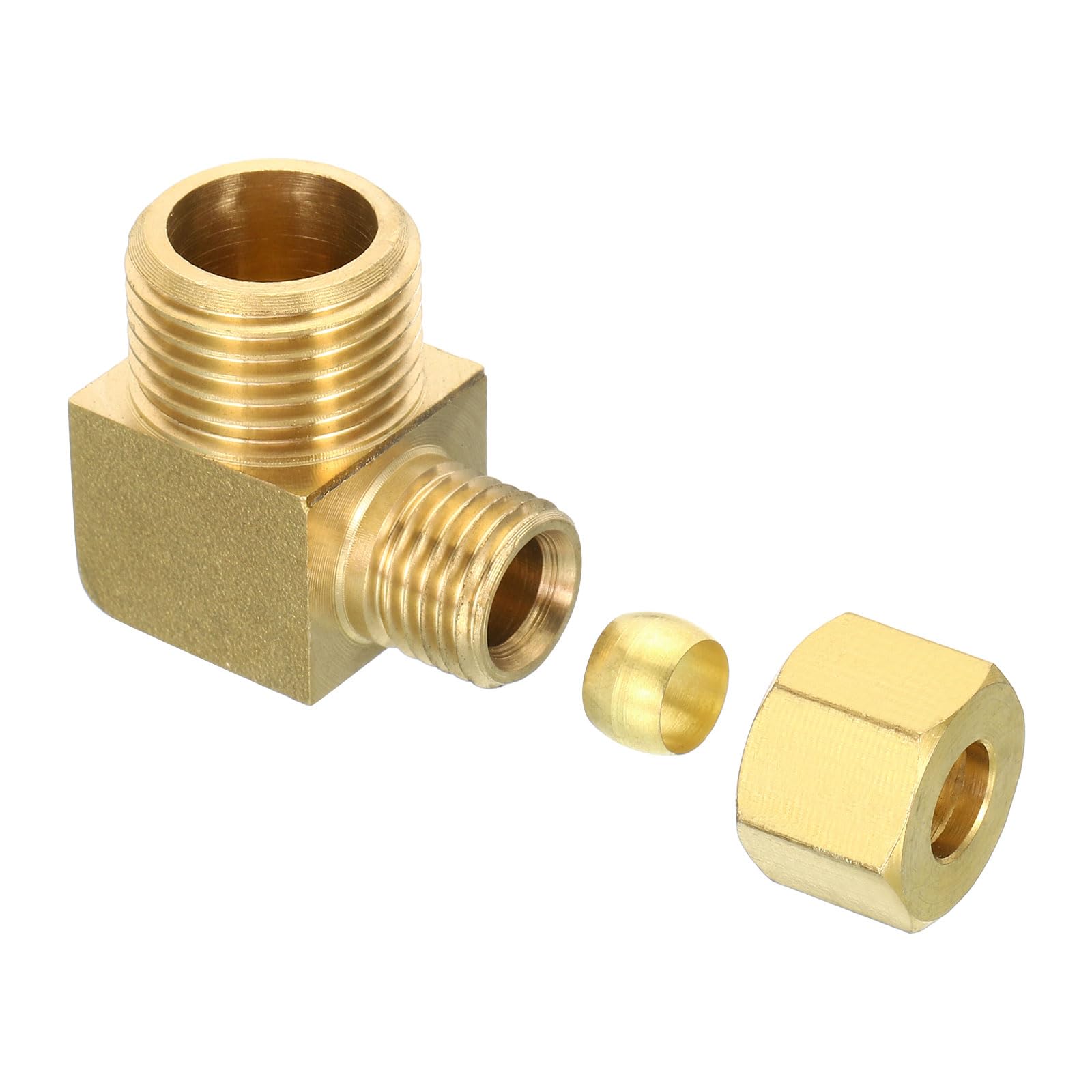 PATIKIL G1/2 Male x 8mm Tube OD Brass Compression Tube Fitting, 90 Degree Elbow Pipe Tube Fitting for Plumbing, Hose Connector