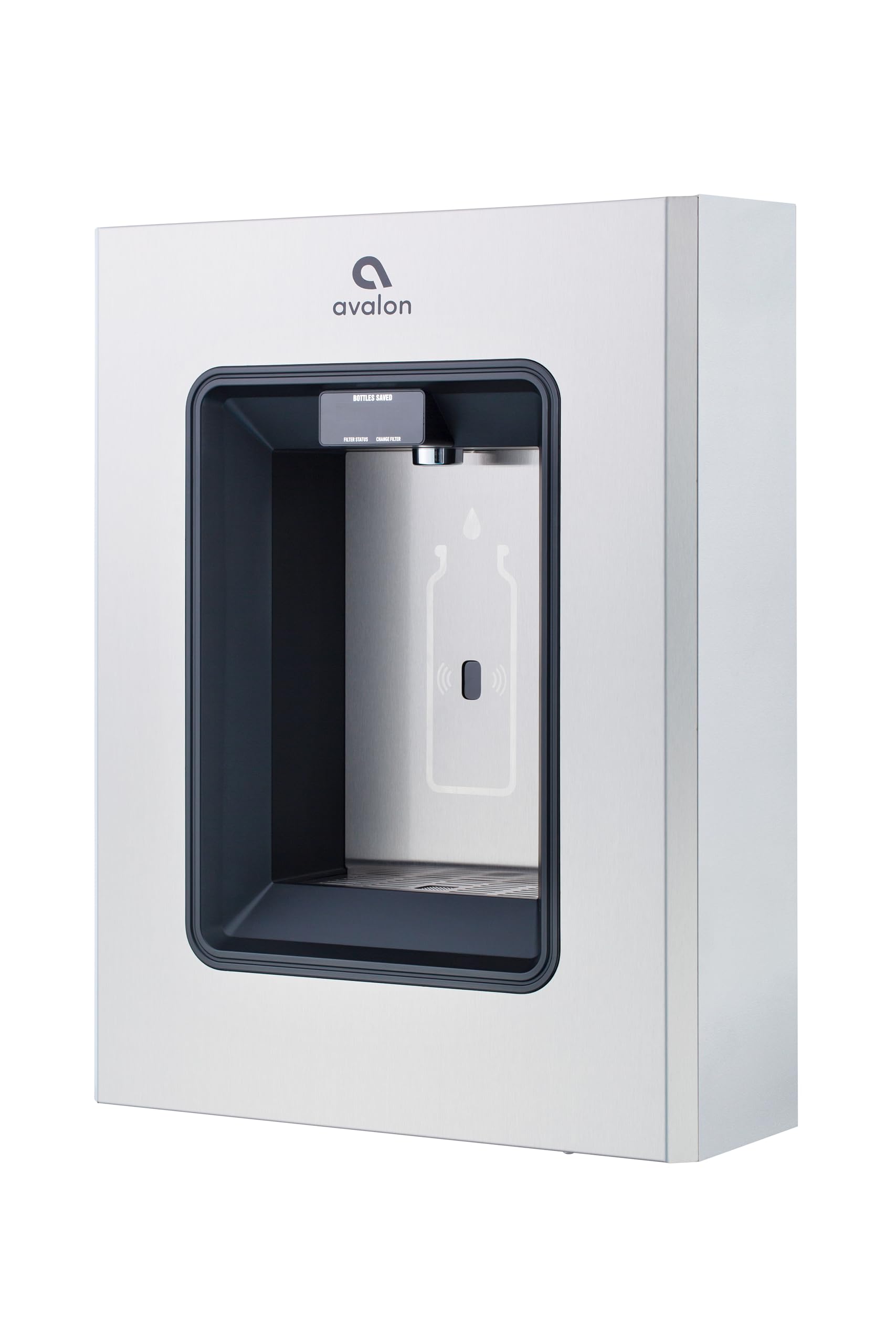 Avalon Wall Mounted Bottle Filling Station, Sensor Dispensing, Self Cleaning, Digital Bottle Counter Display, Dual Filtration, WiFi Enabled, Stainless Steel