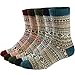 Ueither Unisex Mens/Womens 5 Pairs Vintage Style Thick Knitting Wool Warm Winter Fall Crew Socks
