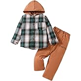 OLMRJKD Toddler Baby Boy Clothes Plaid Long Sleeve Hoodie Sweatshirt + Pants 2pcs Boys Outfit Set