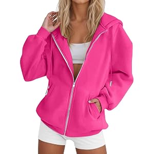 GOKKILRW Zip Up Hoodie Women 2026 Fall Fashion Y2k Lightweight Sport Jackets Long Sleeve Baggy Oversized Hooded Sweatshirts