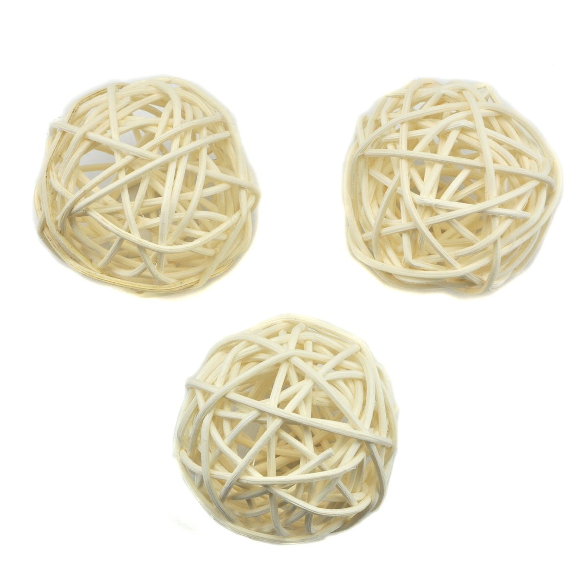 Ougual Natural Wicker Rattan Balls Table Wedding Party Hanging Wobble Ball Christmas Decoration (6cm, 10pcs, White)