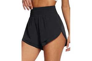 baleaf Women's 4 Inches Running Shorts High Waisted Athletic Lined Underwear Back Zipper Pocket Workout Gym