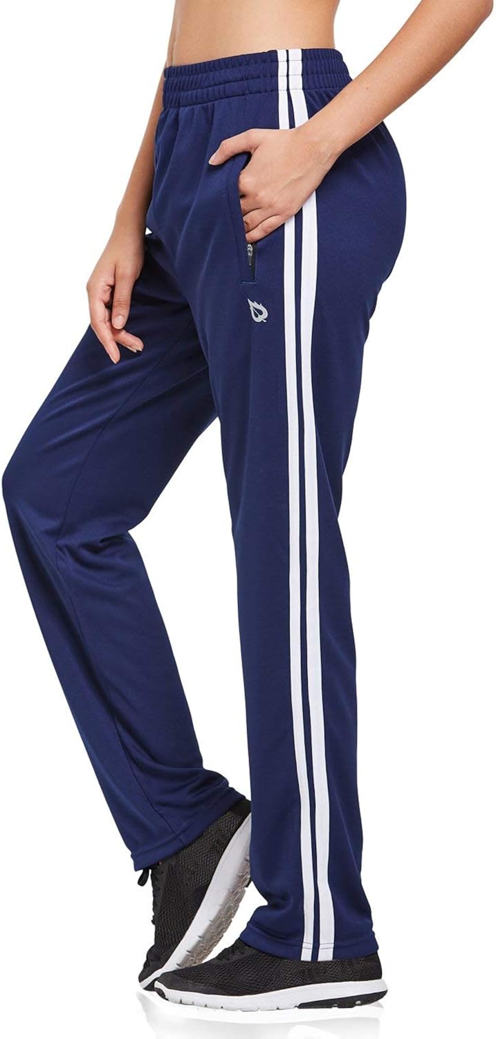 BALEAF Women's Track Pants Athletic Sports Sweat Pants Open Leg Jogger Sweatpants Zippered Pockets Lounge: Clothing