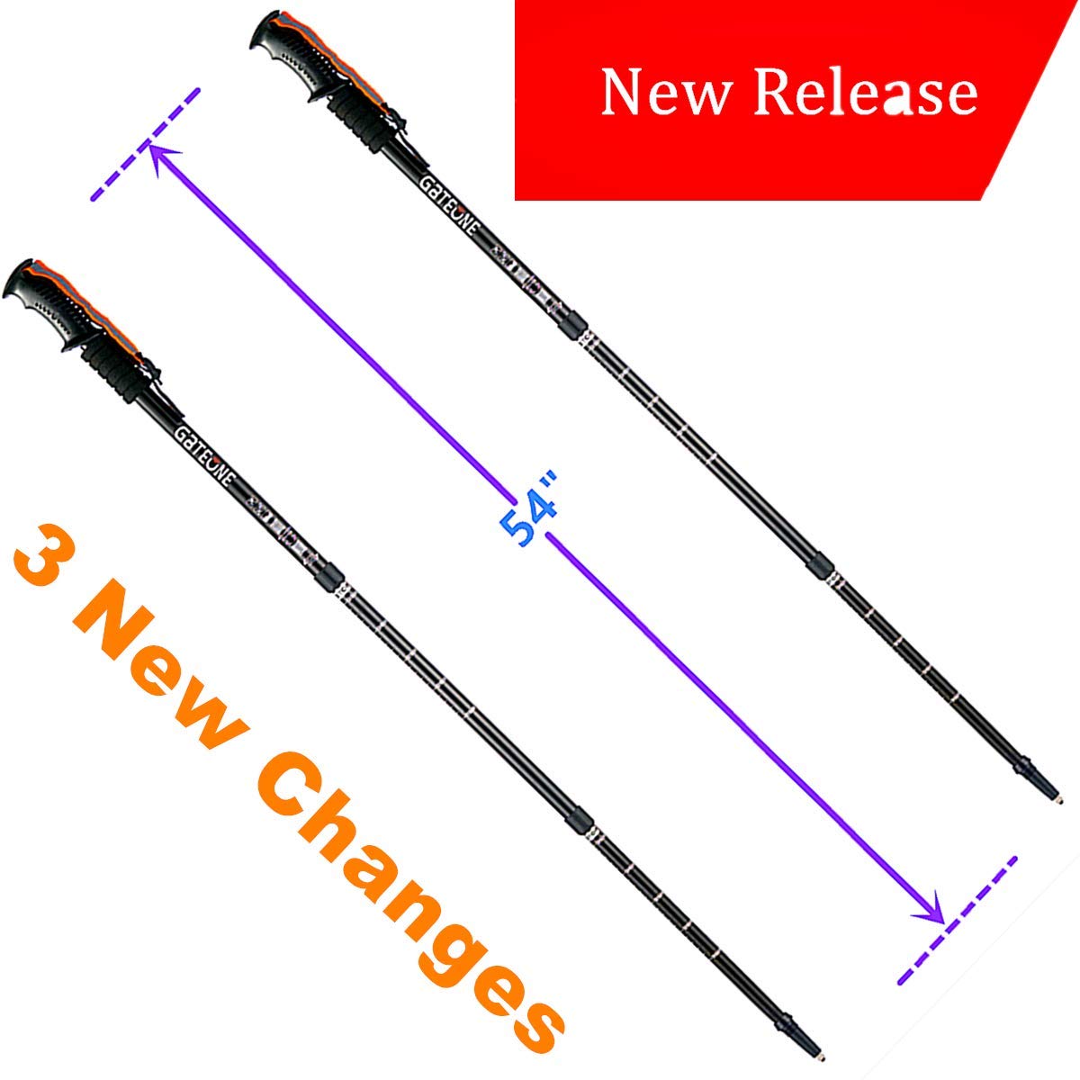 GOTOONE Walking Sticks Hiking Trekking Poles Telescoping Collapsible Folding Lightweight Ultra Strong Anti Shock for Women Men with Reflective Wrist Straps Black 2 Pack