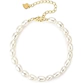 DENGGUANG Sterling Silver Pearl Bracelets for Women, Freshwater Cultured White Pearl Handmade Trendy Bracelet Jewelry for Wdding Gifts