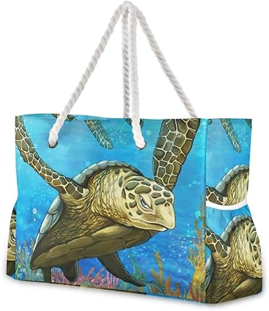 sea turtle beach bag