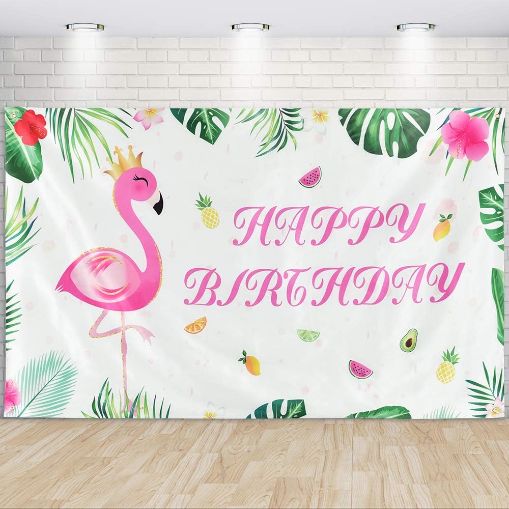 WERNNSAI Flamingo Birthday Party Decoration – 185cm x 110cm HAPPY ...