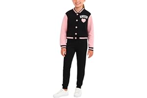 Angel Face Girls Sweatpants Set - 2 Piece Soft Fleece Varsity Jacket and Sweatpants for Girls Sweatsuit Activewear Set