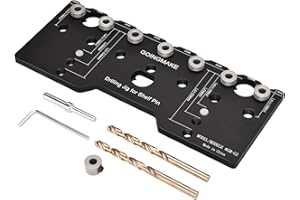 GOINGMAKE Shelf Pin Jig 5mm All Metal Cabinet Template Tool Cabinet Adjustable Shelf Jig Drill Guide for Straight Holes Shelf Pin Drilling Jig Cabinet Hardware Shelf Pin Drilling Jig