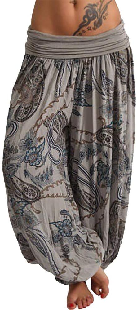 SERYU Loose Pocket Button Harem Pants Women Casual Print Pants Wide Leg Pants