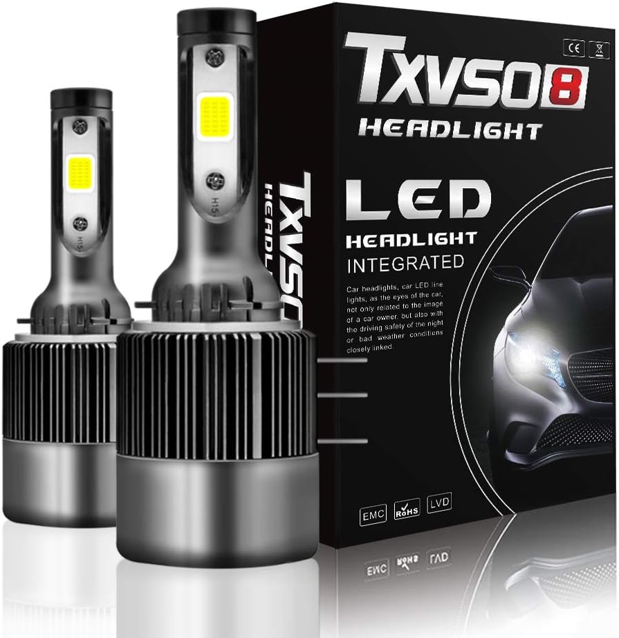 H15 LED Headlight Conversion Kits All-in-one 55W 5500LM 6000K Xenon Cool White Dual Beam High Low Beam Day Time Running Light 1 Year Warranty