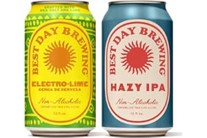 Best Day Brewing Hazy IPA and Electro-Lime Craft Beer Combo - Premium Ingredients (12-Pack, Hazy IPA & Electro-Lime)