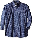 Wrangler Men's Big and Tall George Strait One Pocket Long Sleeve Blue Woven Shirt