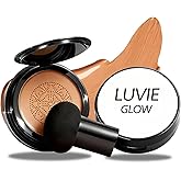 Luvie Glow Foundation for Older Women | Mushroom Head Air Cushion CC Cream - BB Cream Full Coverage Makeup Foundation Long Lasting Waterproof Hydrating Lightweight (Dark brown)