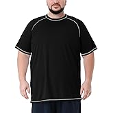 Mens Big and Tall Swim Shirt Sun Protection UPF 50+ Rash Gard Quick Dry T-Shirt