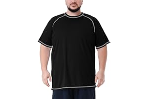 IDTSWCH Mens Big and Tall Swim Shirt Sun Protection UPF 50+ Rash Gard Quick Dry T-Shirt
