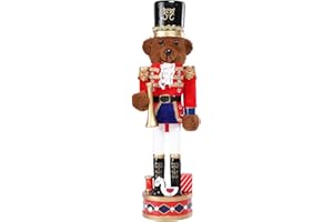 Vipush Christmas Wooden Bear Style Nutcracker Soldier - 15.2 Inch Figure Ornament Desktop Xmas Puppet Decor Doll Pendant for Party Store Home