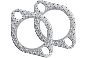 gunhunt 2 PCS Car Exhaust Pipe Interface Gasket, 2-Bolt 2.5" ID Exhaust Pipe Clamp Flange High Temperature and High Pressure Resistant Sealing Pad, Silencer Joint Gasket, Universal for Car (Silver)