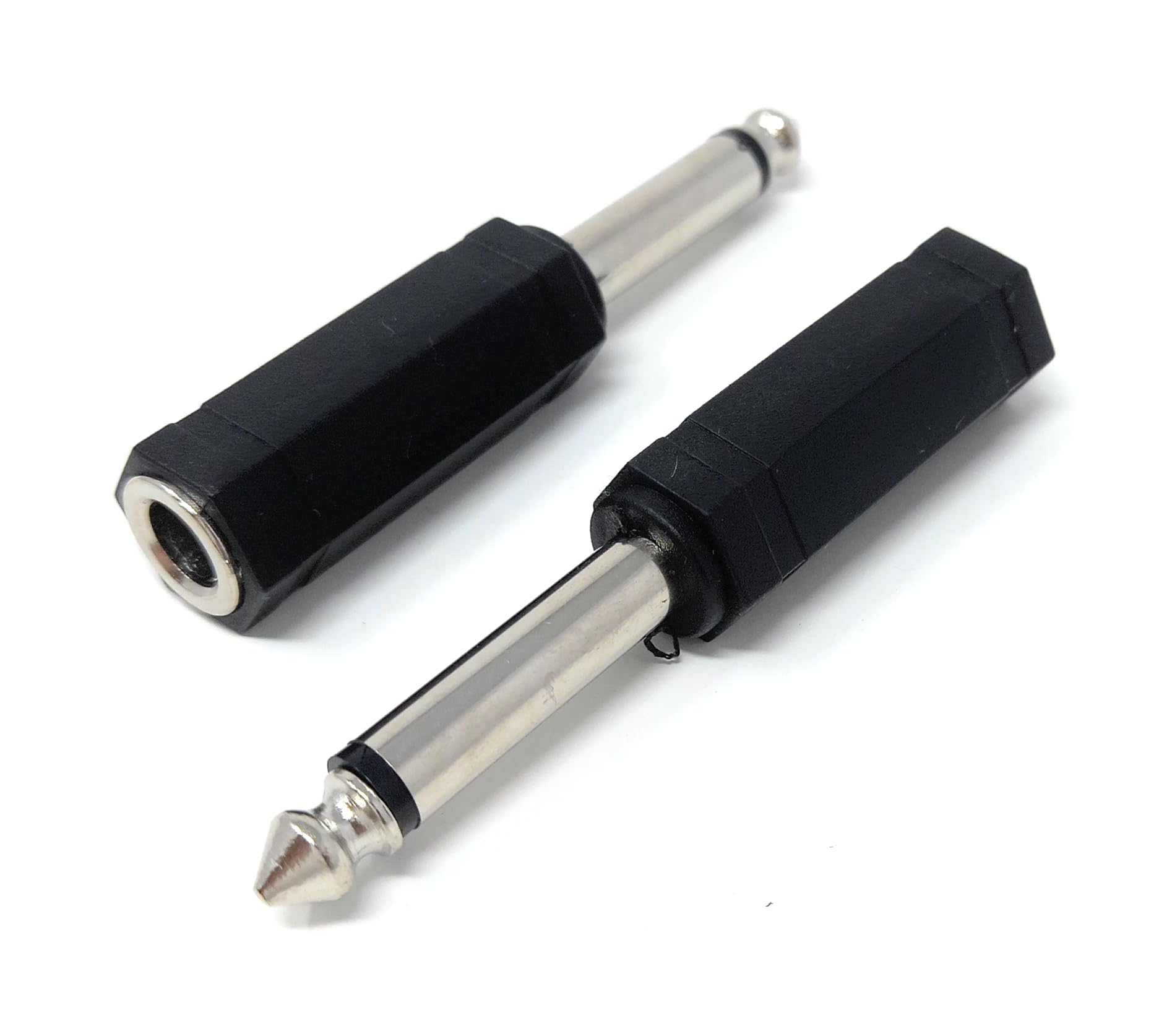 DRUT 2pcs 6.35mm 1/4 Mono Jack Plug to 6.35mm 1/4 Stereo Socket Cable Converter Adapter (Black)