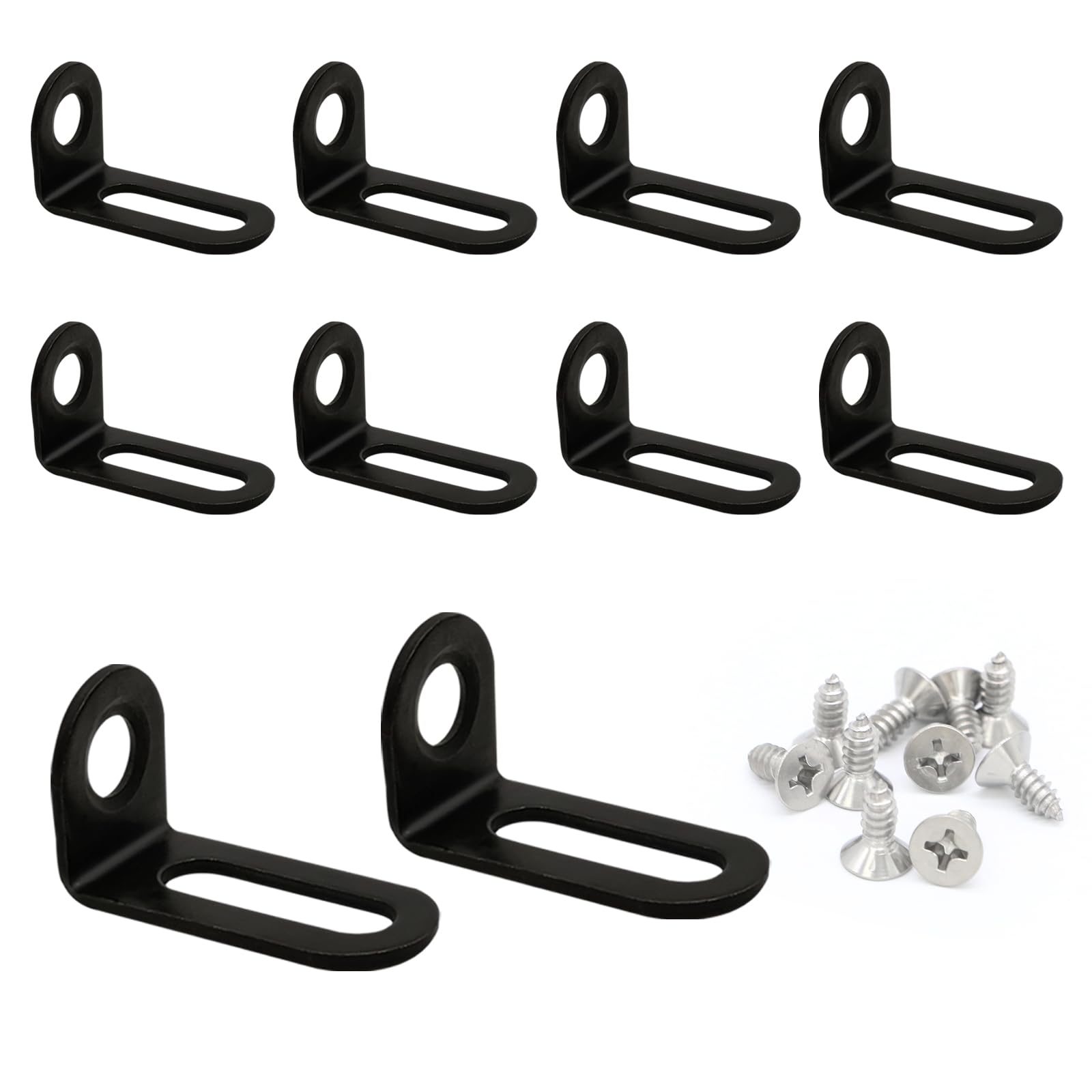 Photo 1 of 10PCS Adjustable Slotted L Brackets, 1.5"x0.8"x0.7" Black Corner Braces, Metal Right Angle Bracket for Shelves Support, Furniture, Cabinet, Chair, Wood Frame Reinforcement
