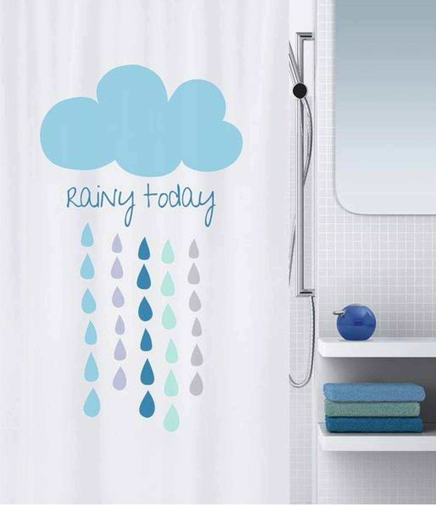 Spirella 1018472 Blue Cloud, 10.18472 Textile Shower Curtain 180 x 200 cm