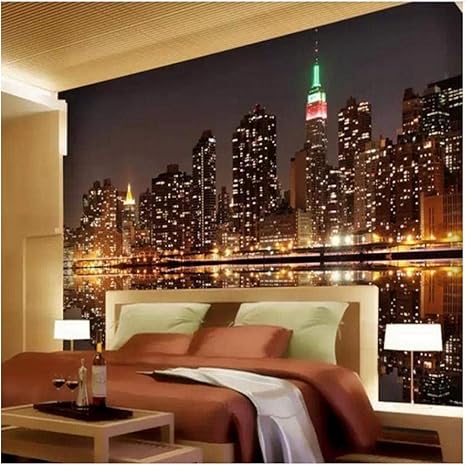 Amazon Xbwy 装飾壁画壁紙明るい街の明かり薄暗い夜のテレビktvバーリビングルームのソファカスタマイズされた大きな壁画壁紙 250x175cm 壁紙