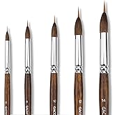 GACDR Watercolor Brushes Set - 5Pcs Extended Needle Point Artist Paint Brushes Professional Liner Brush - Synthetic Sable Hai