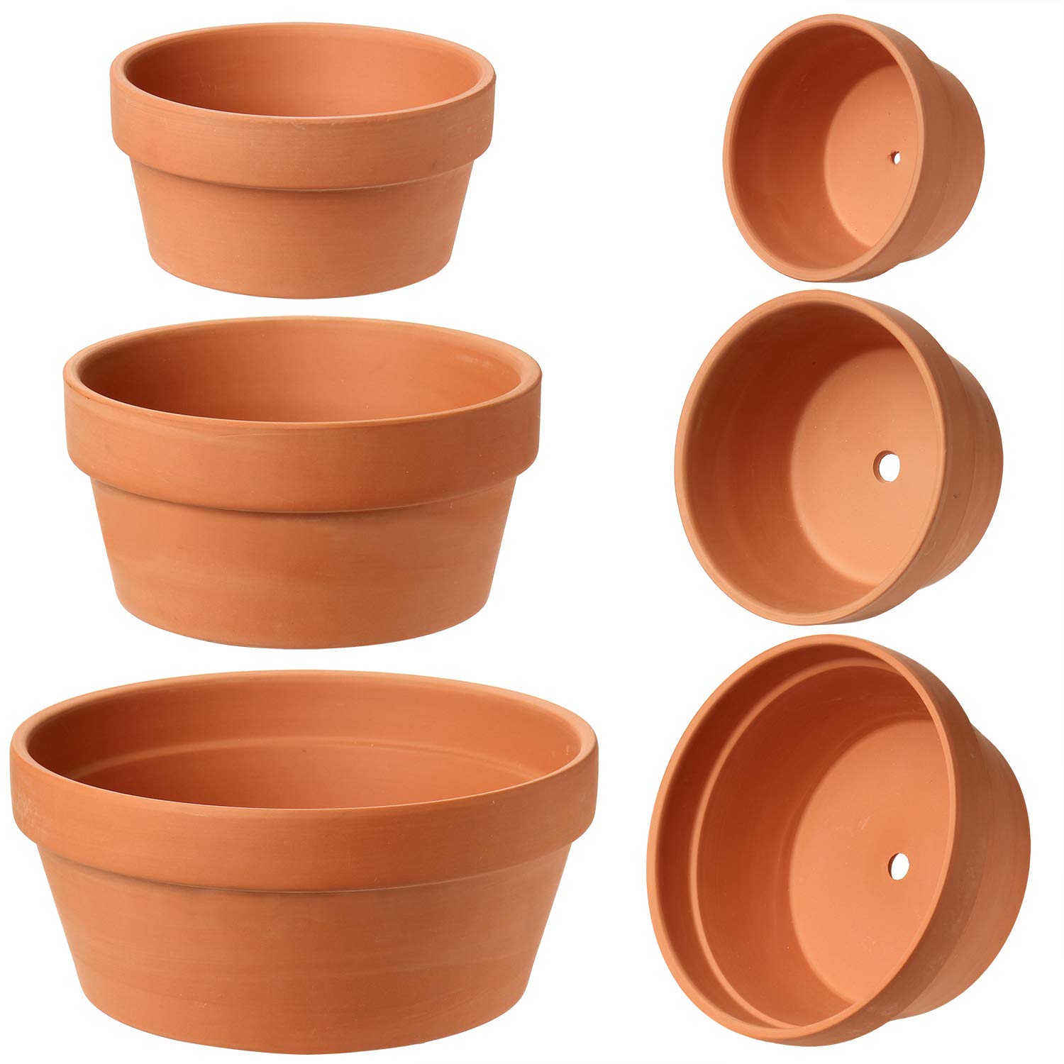 Briful 3 PCS Terracotta Pots Plant Pots Indoor, Clay Flower Pots with Drainage Hole Pottery Planter in 3 Different Sizes, Great for Cactus Succulent Plants Garden Outdoor Decor