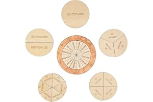 MERRYHEART Wooden Time Fraction Learning Clock, Cognitive Education Puzzle Toys for Children Learning to Tell Time Set Up for an Hour (Wood)