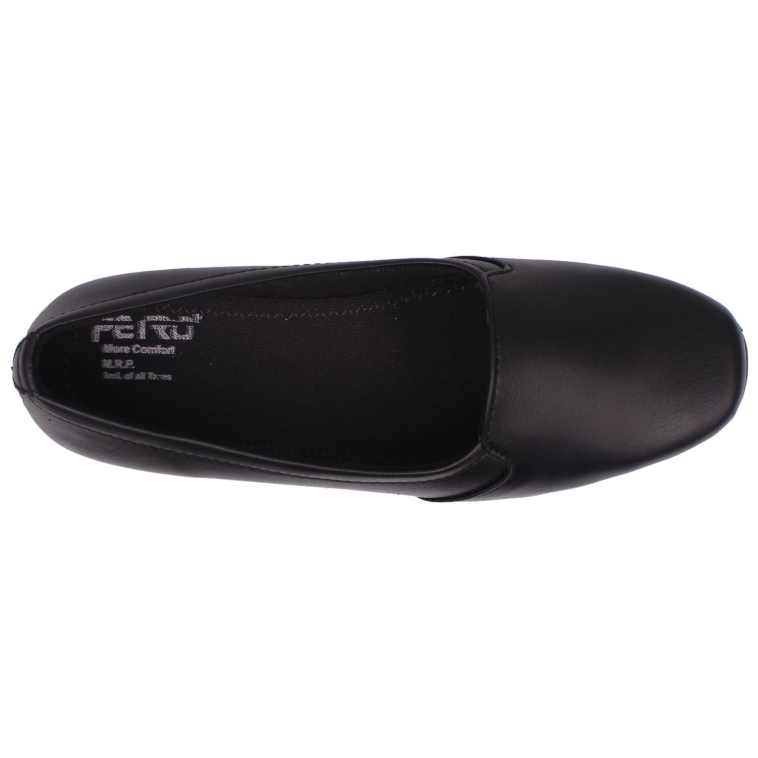 footshez women's synthetic leather black casual and formalwear light weight belly shoes