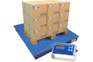 PEC SCALES PEC Tools FS Series Professional Grade Steel Floor Scale - Heavy-Duty Pallet Scale and Shipping Scale for Industrial Use - Weighing Scale for Packages Up to 2500lbs - 24x24