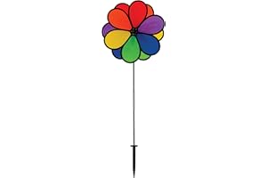 In the Breeze 2745 Double Dazy Flower Wind Colorful Garden Spinner, 14", Rainbow